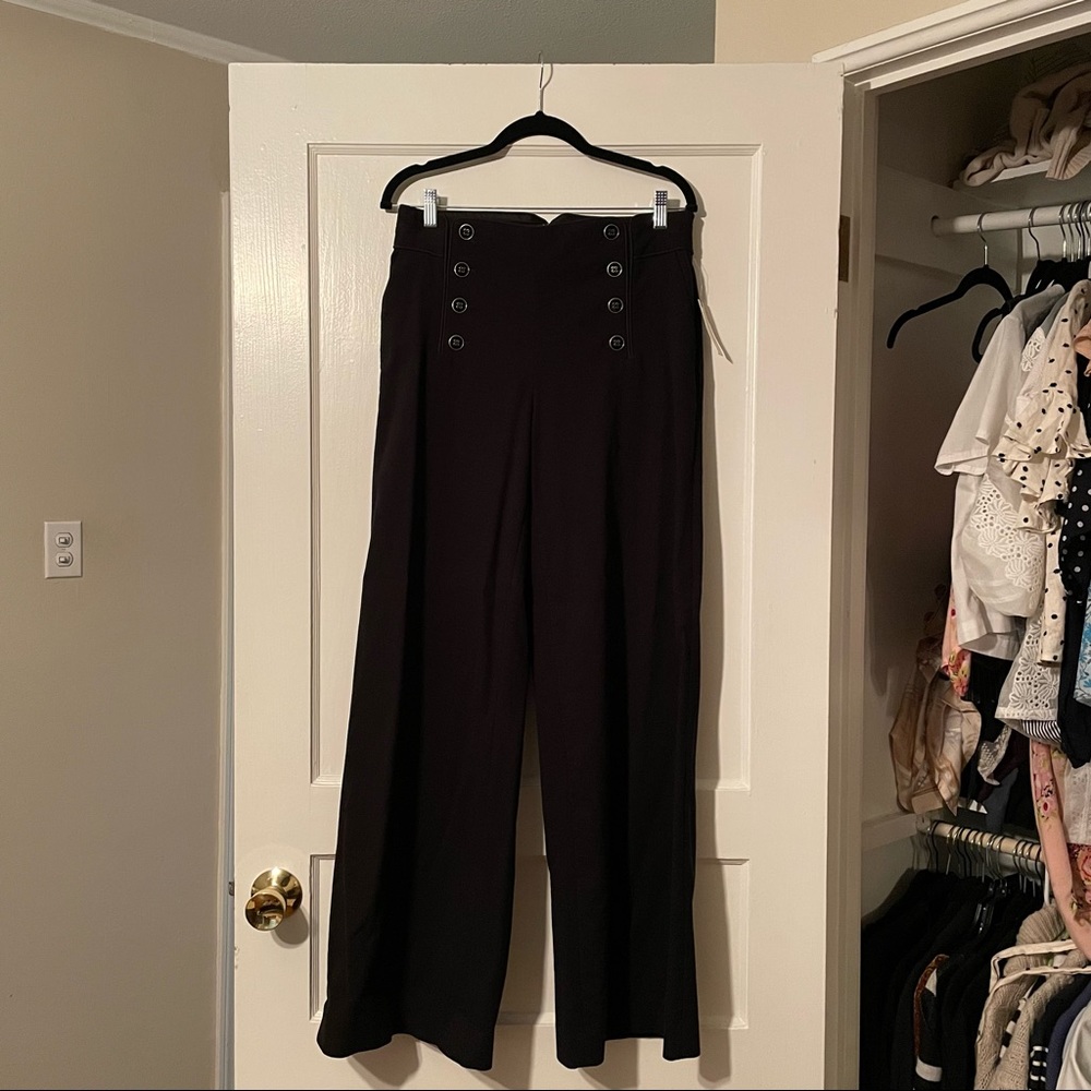 Anthropologie Elevenses High Waist Wide Leg Trouser Pant US Size 6 UK Sz 10 NWT